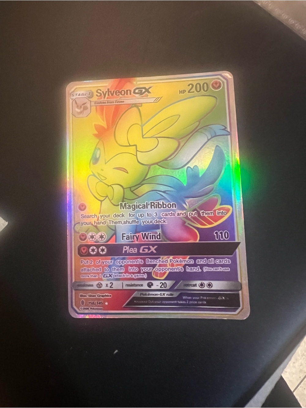 Pokemon Sylveon GX Holographic Card - Yellow / Multicolor